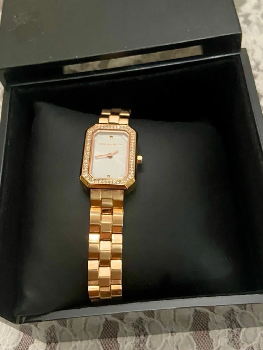 Karl Lagerfeld, KL6107, Rose Gold Tone Rhinestones Quartz Ladies Watch w/ Box